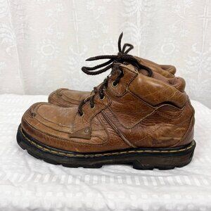 Dr. Martens Moc Toe Ankle Boot brown leather yellow stitch sole US 9M rugged